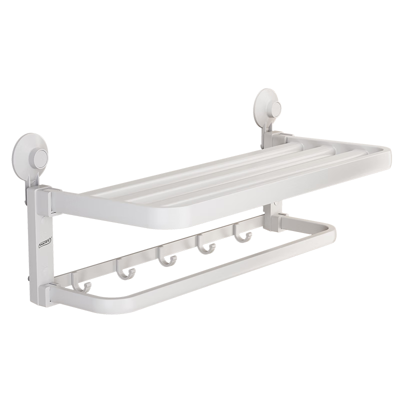 Taili Cream-Colored Suction Cup Towel Rack, Bathroom Foldable Storage Shelf, Toilet Bath Towel Holder, Towel Bar Storage Rack