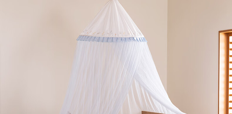 MEDOGA Class A Maternal And Infant Palace-Style Floor Mosquito Net, Home Use, Ceiling-Mounted, No Installation Required, Princess Style, Light Beige, 1.8 Meters [Romantic And Elegant] 2