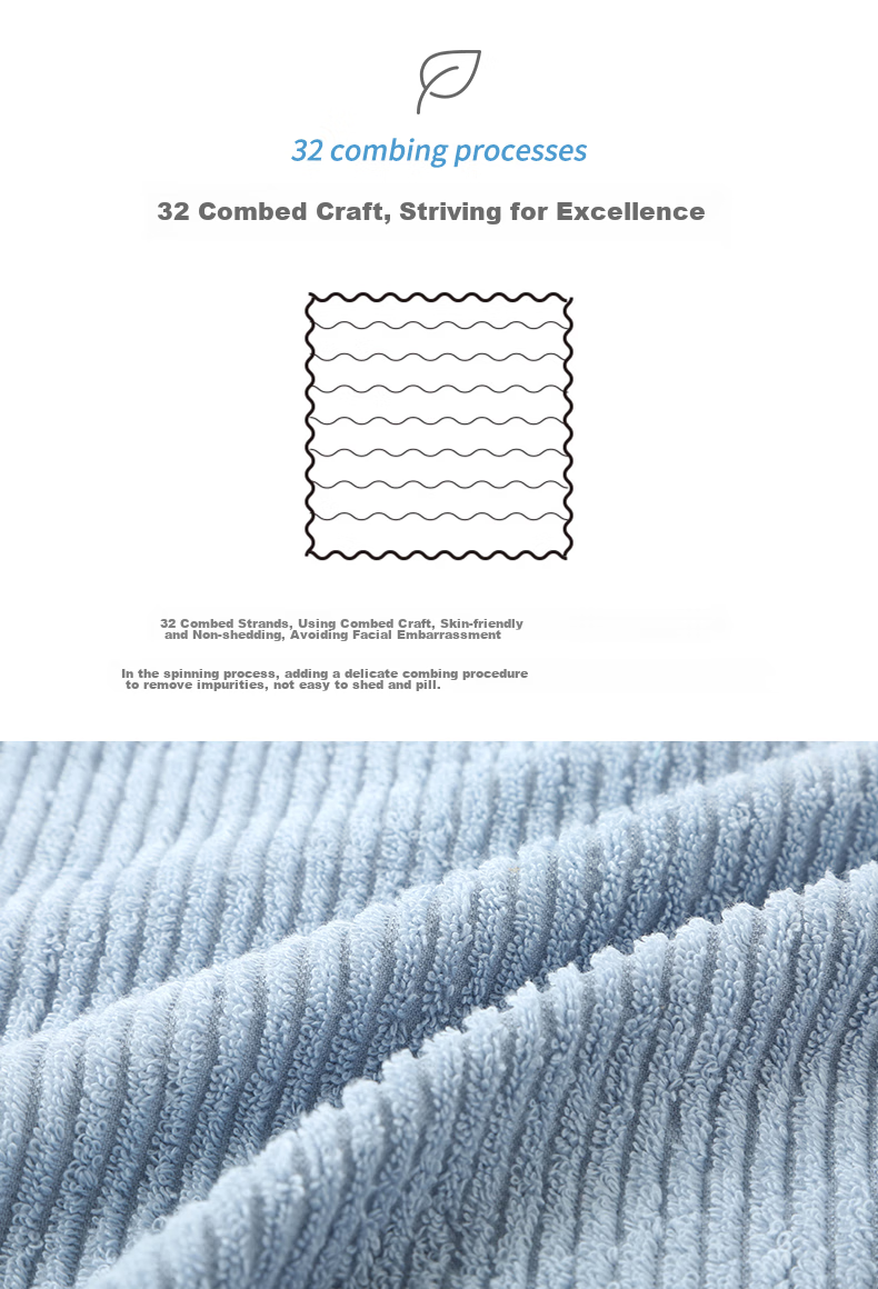 Grace 7A Antibacterial Towel, Pure Cotton, Highly Absorbent, 8-Pack, Xinjiang Long-Staple Cotton, Grade A, for Sports And Face Washing, 72*32cm, 75g/piece 7