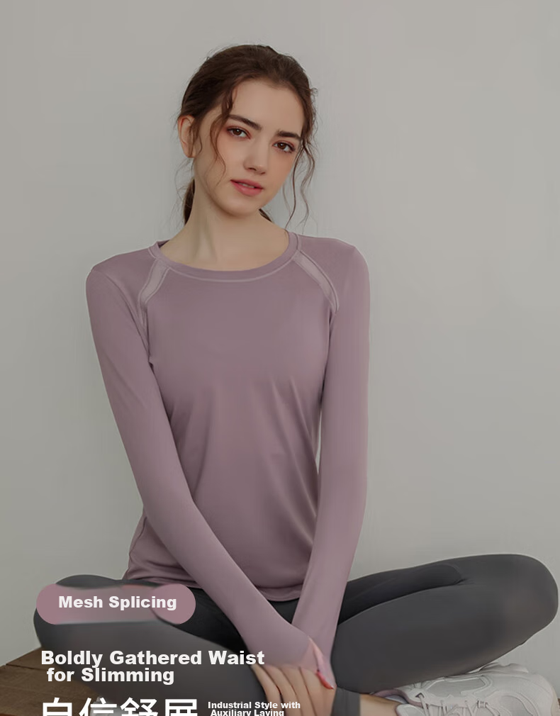 XUEXIMAN Yoga Wear for Women, Quick-Dry Sports Top, Slimming Long-Sleeve T-Shirt, Fitness Clothing, Running Professional Workout Wear, Autumn And Winter 1