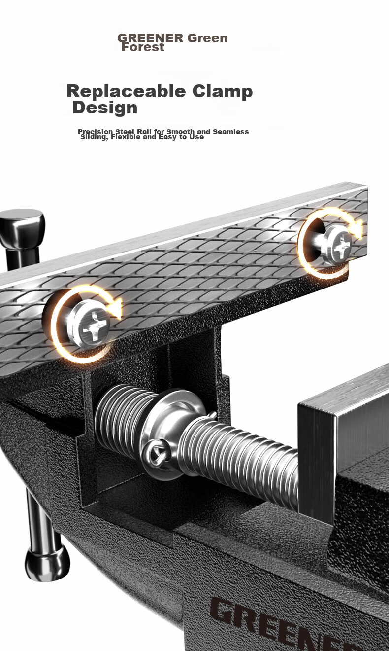 GREENER Bench Vise, Small Tiger Vise, Bench Clamp, Workbench Vise, Mini Desk Vise, Woodworking Household Multi-Functional Universal Vise 10