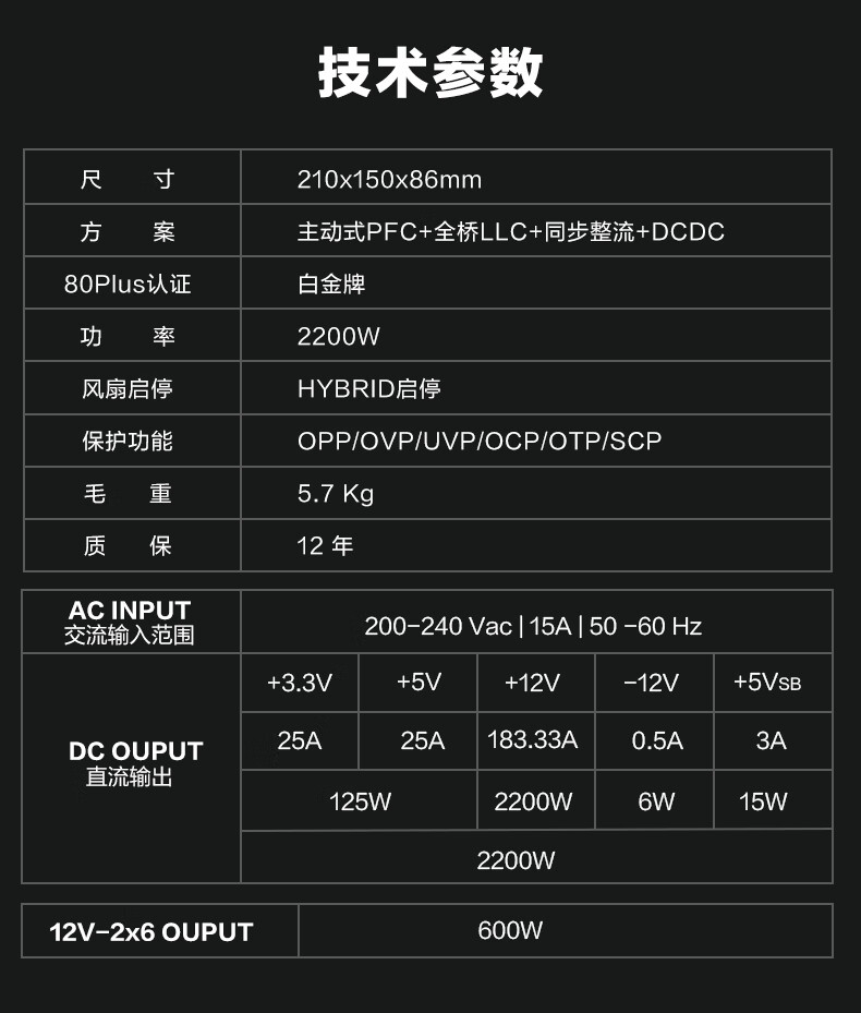 追风者发布 REVOLT 2200W 白金全模组电源:3799 元