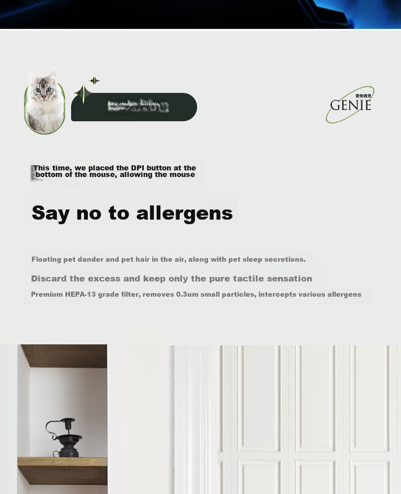 SOLEUSAIR Pet Air Purifier Filter RFC01-C for Cat And Dog Hair, Removes Allergens, Cat Hair Purifier, Disinfects And Eliminates Odors, Gift 10