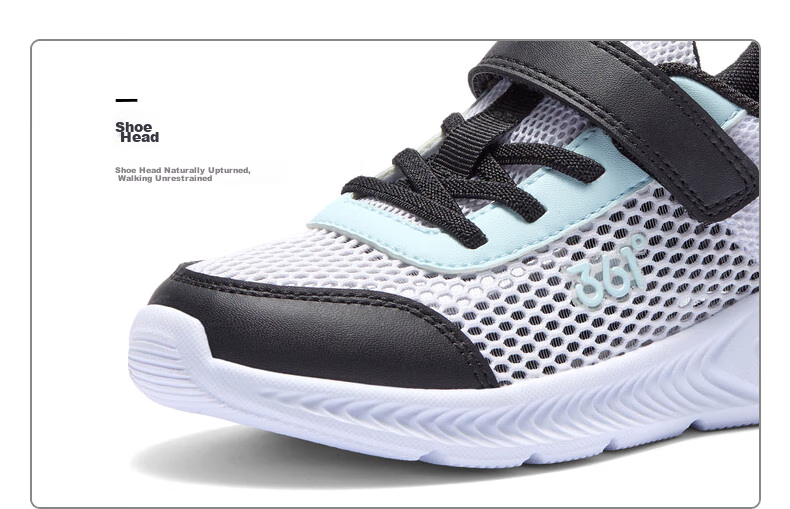 361° Children's Shoes, Kids' Running Shoes Summer Boys And Girls Breathable Lightweight School Shoes Light Cushioning Running Shoes, Blue Size 37 28