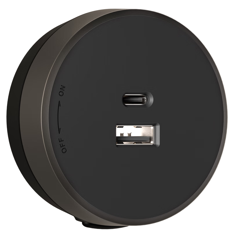 DELIXI Rail Socket Upgraded New Borderless Wall-Mounted Rail Socket USB+Type-C Adapter Brown Black