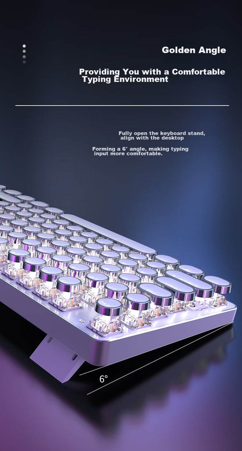 EWEADN TK950 Wireless Bluetooth Punk Mechanical Keyboard And Mouse Set, Wired Tri-Mode, for Office And Gaming, Computer Laptop, Blue Switch Retro Peripherals, 104 Keys, Pink with White Backlight 5