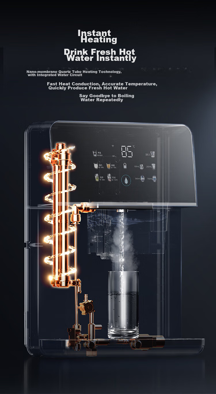 VIOMI Wall-Mounted Water Dispenser for Home Use with Full Flow Rate, Adjustable Temperature, Instant Hot Water, Connected Drinking Water Machine, Safe Child Lock Protection, UV Sterilization Master 2S 7