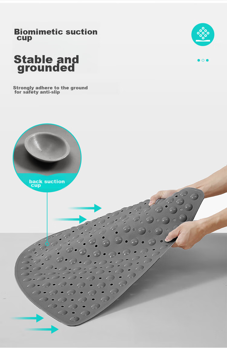 Dajiang PVC Bathroom Non-Slip Mat, Shower Room Toilet Bathing Anti-Fall Fan-Shaped Floor Mat for Elderly, 70x70cm 6