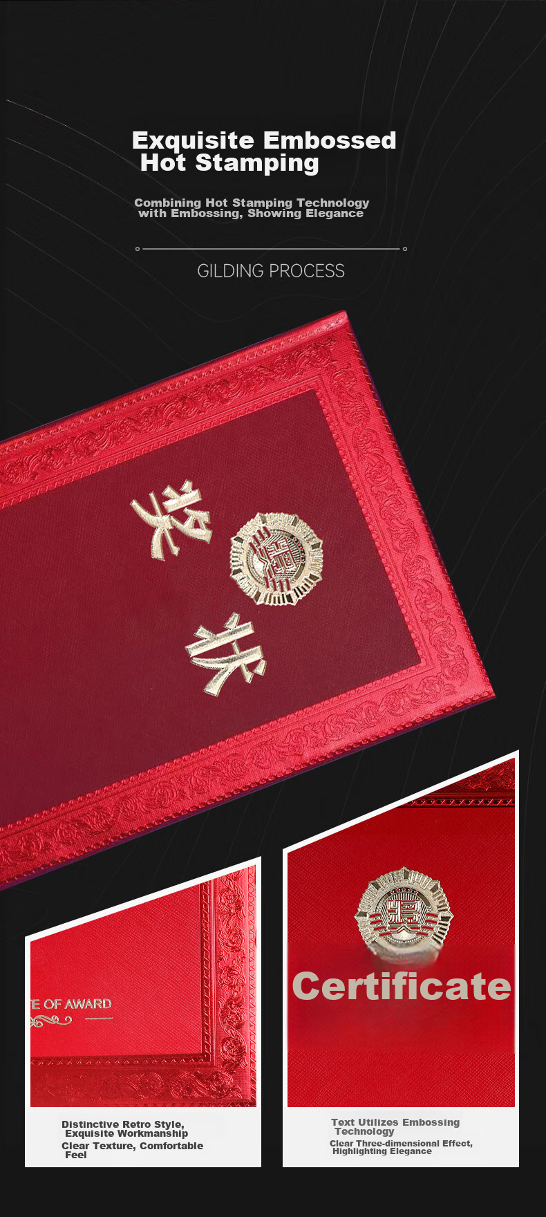 Befon Diploma Certificate Cover, Exquisite Gold-Stamped Honorary Certificate with One Inner Page, Outstanding Employee Student Award Certificate, Office Stationery, 12K Single Book Pack 2624 5