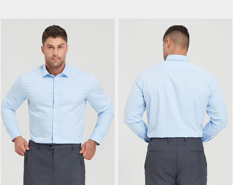 Dibinze Plus Size Men's White Long Sleeve Shirt Loose Fit Business Wrinkle-Resistant Bamboo Fiber Stretch Shirt 5