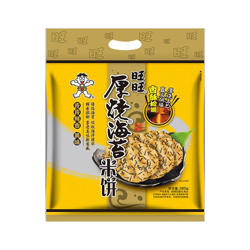 旺旺 雪饼 厚烧海苔 原味 385g 零食膨化休闲食品饼干糕点