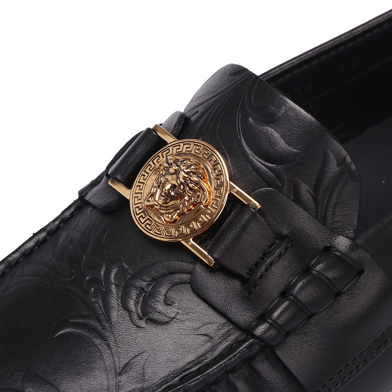 versace 范思哲 奢侈品 男士黑色皮革美杜莎头像平底开车鞋休闲鞋 dsu