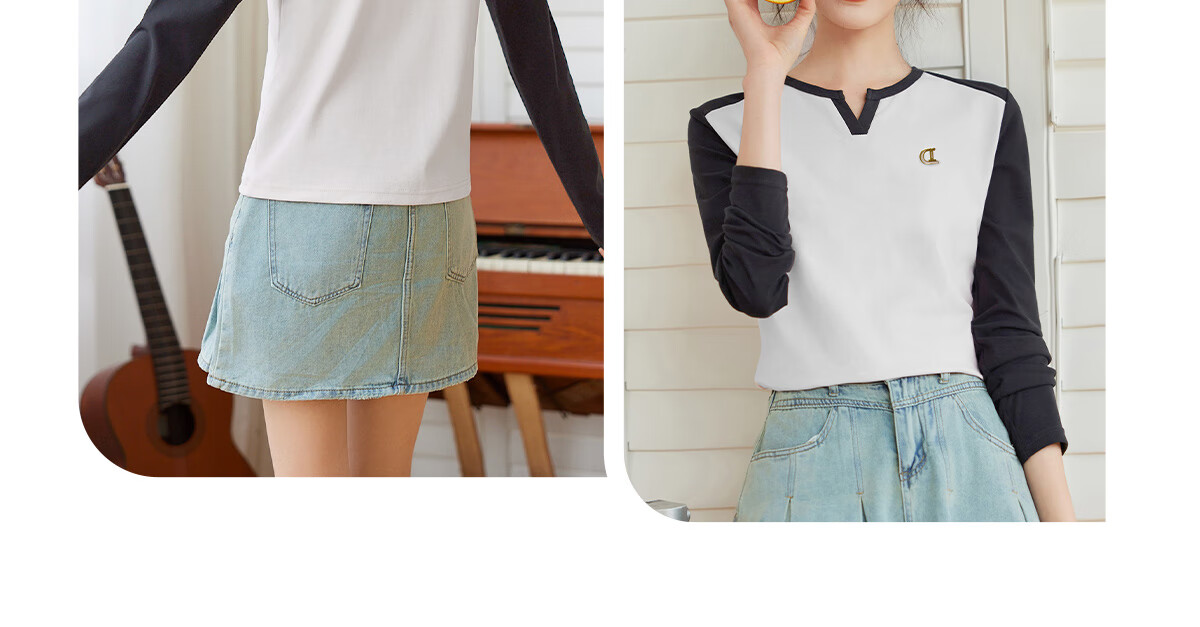 Halo Queen Long-Sleeve T-Shirt for Women, Wilderness Maillard Style Spring And Autumn Raglan Sleeve Rabbit Base Shirt Casual New Product H143T2017 12