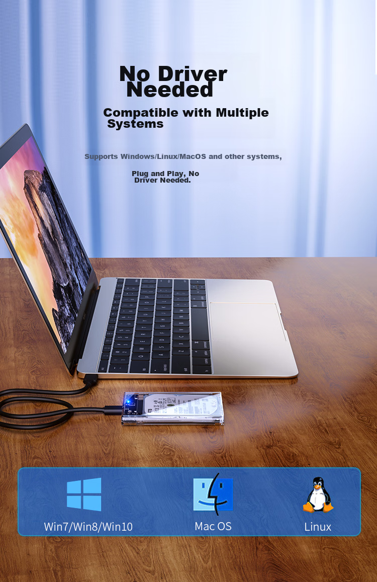 Netac External Hard Drive Enclosure, 2.5-Inch Type-C SATA Serial Port, Laptop And Desktop Compatible, for Solid State And Mechanical SSD Drives, WH11 CtoC 13