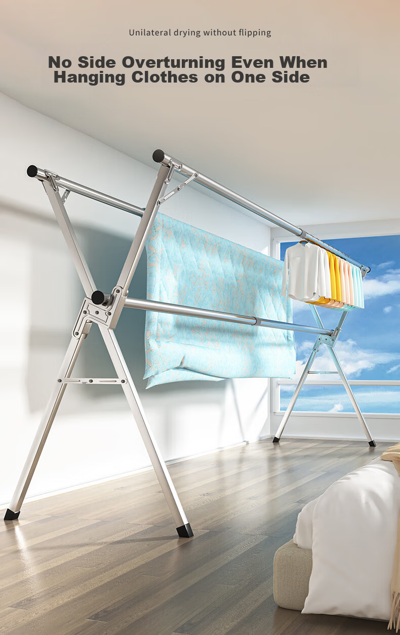 Quanpinwu Foldable Retractable Clothes Drying Rack, No Installation Required, Stainless Steel Balcony Laundry Hanger for Clothes And Bedding 3