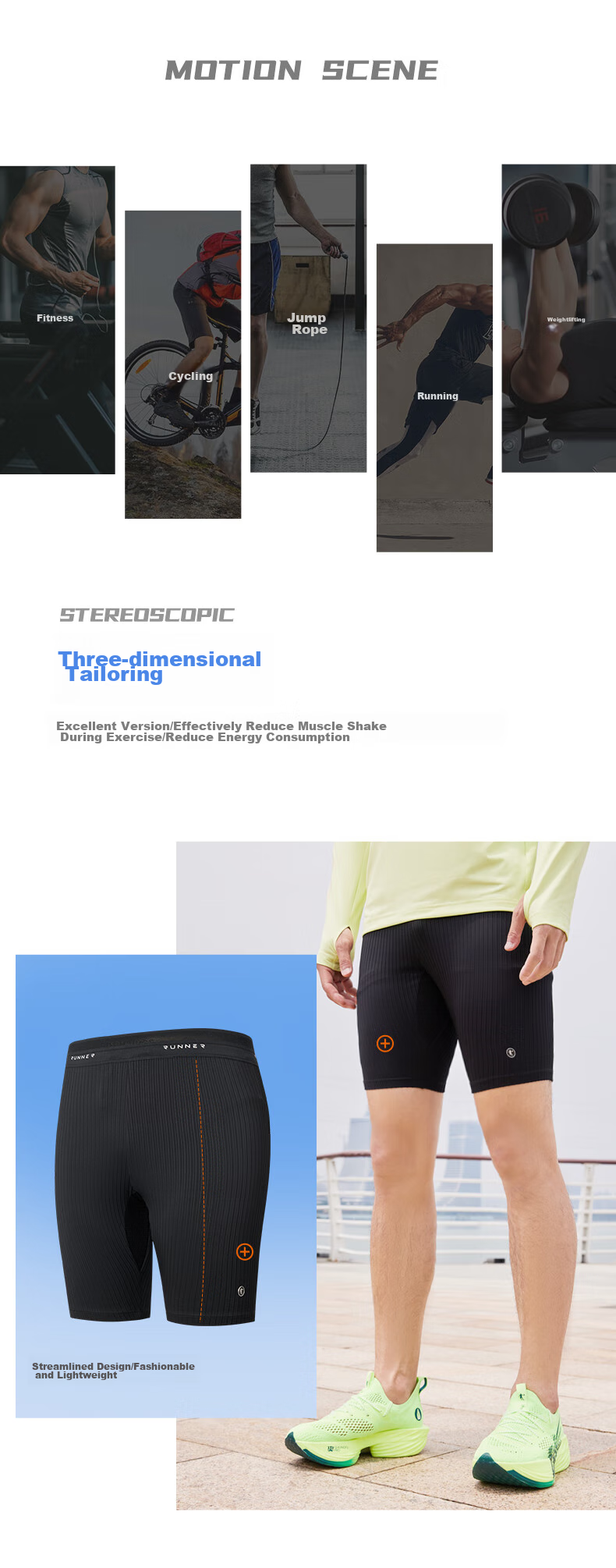 QIAODAN Men's Shorts, Feiying Half-Elastic Pants, Sports Trousers for Men, Professional Tight-Fitting Marathon Running Five-Point Shorts, Racing Compression Pants 4