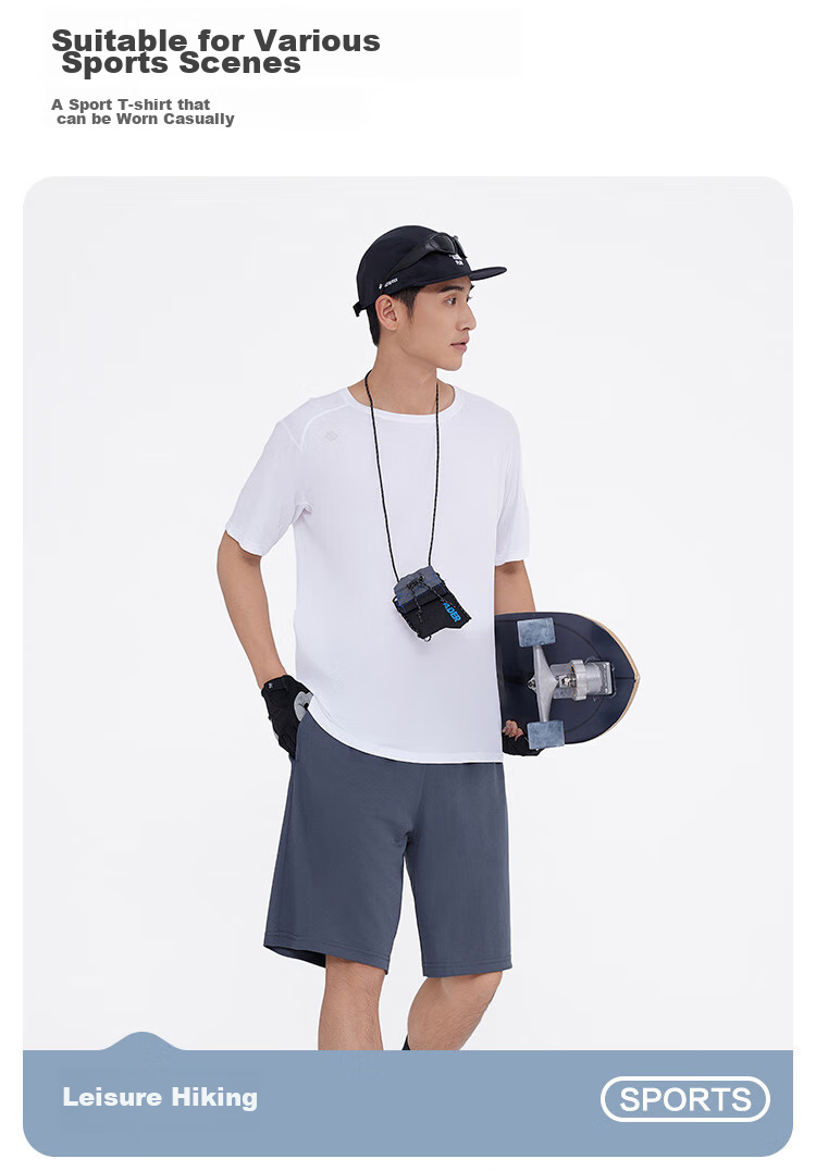 JD Original Summer Men's Cooling Quick-Dry Sports T-Shirt, for Running And Fitness, Dry Breathable Outdoor Short Sleeve, White, L 11