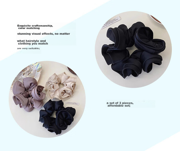 CHIMERA 3-Piece Hair Ties, High-Elasticity Hair Bands, Ponytail Holders, Bun Maker, Hair Accessories for Women, Mid-Autumn Festival Gift 3