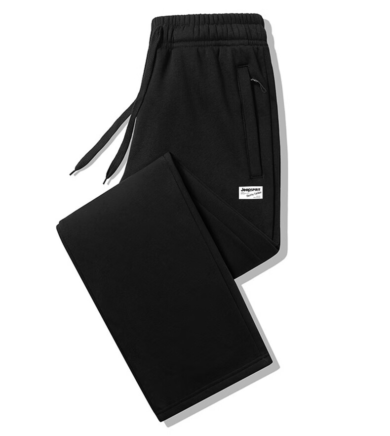 JEEP SPIRIT Men's Sports Pants, Spring And Autumn Straight-Leg Trousers, Loose Casual Pants for Outdoor Comfort, Running Long Pants, Black 4XL 14