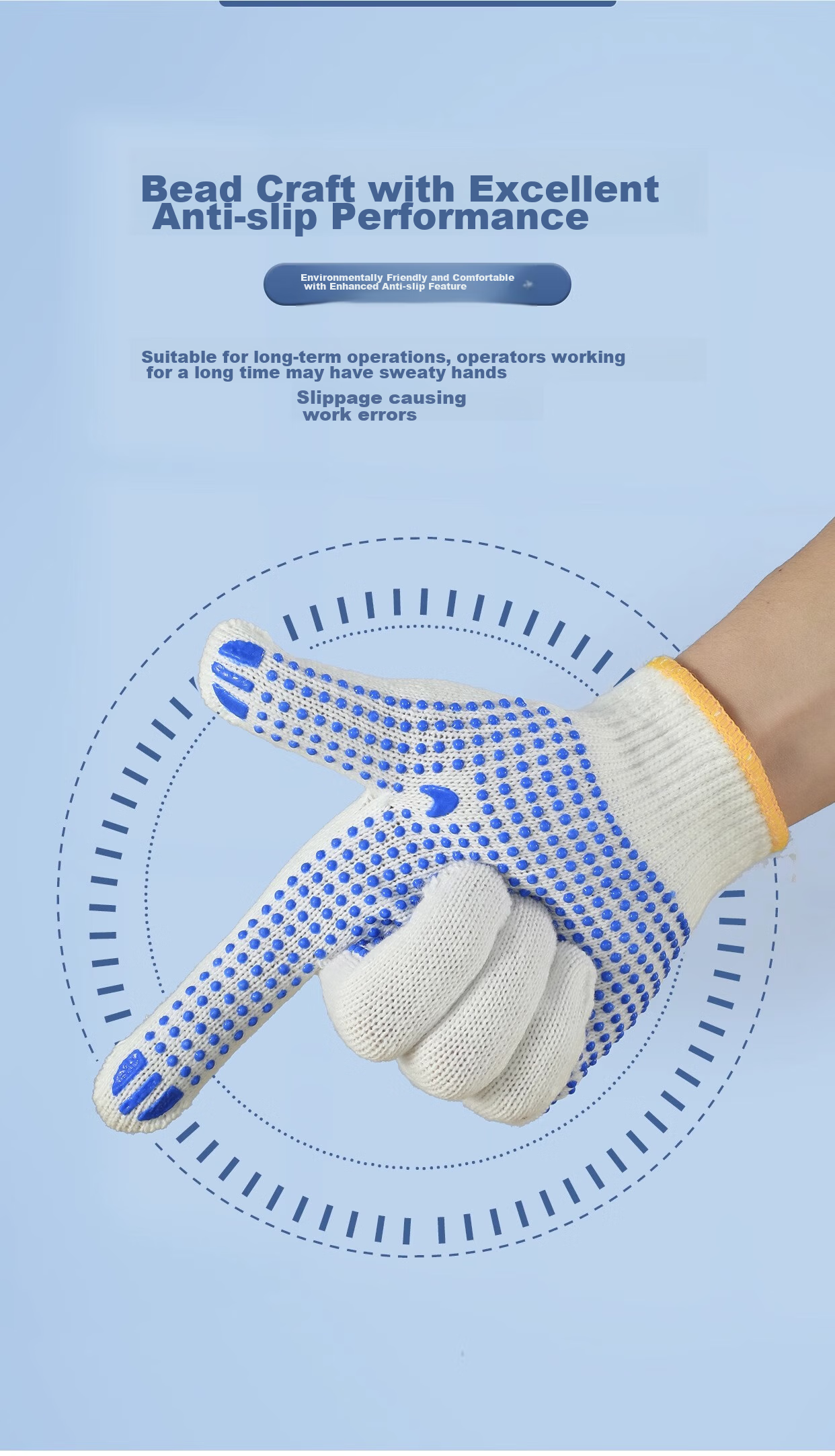 Qianjiadi Work Gloves, Protective Gloves, Non-Slip, Dotted Glue, Wear-Resistant, Threaded Gloves, Thickened Dotted Glue Gloves for Construction Sites, Work Gloves for Men And Women, 12 Pairs 7