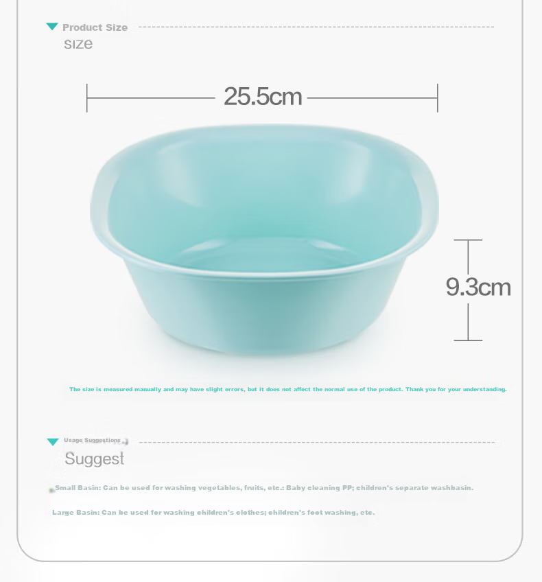 CHAHUA Antibacterial Plastic Basin, 25.5cm, 1 Piece, Face Washing Basin for Babies And Children, Underwear Washing Basin, Foot Washing Basin, Blue * 3