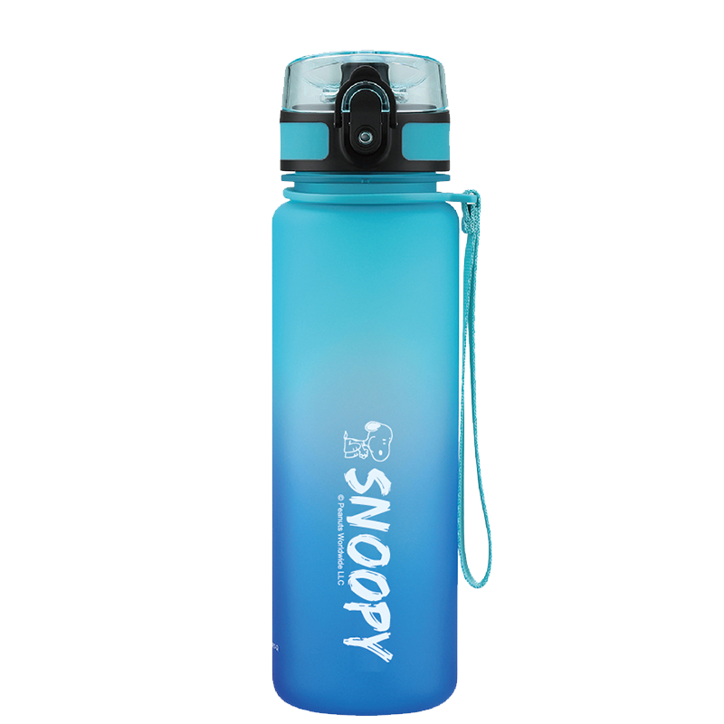 SNOOPY Children's Water Bottle, Summer Portable Large Capacity, Shatterproof Leak-Proof Drinking Cup for Boys And Girls, Primary School Students, One-Touch Direct Drinking Cup, Blue