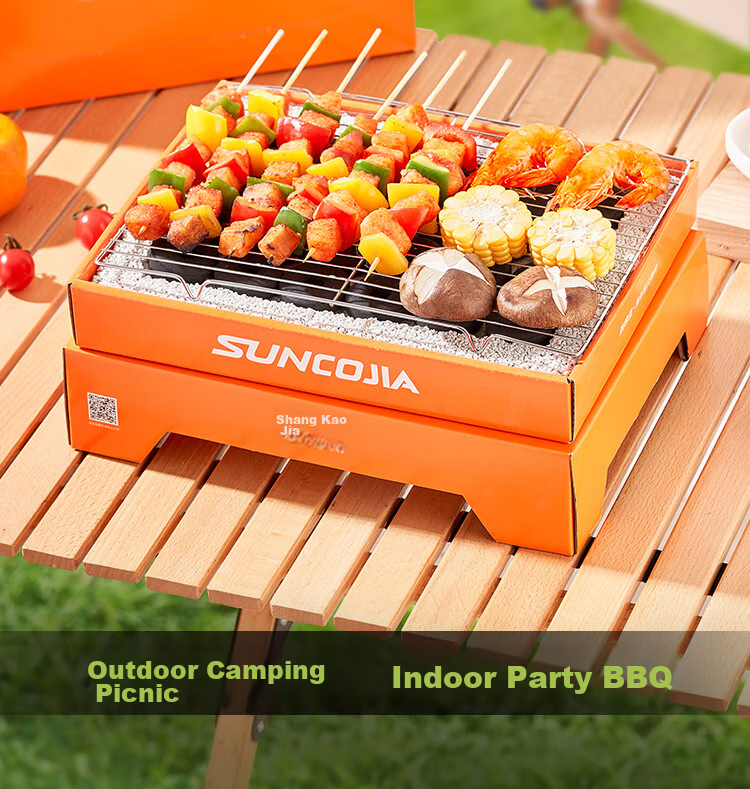 Suncojia Charcoal BBQ Grill Home Use Disposable Charcoal Skewer Grill Portable Outdoor Barbecue Grill 2