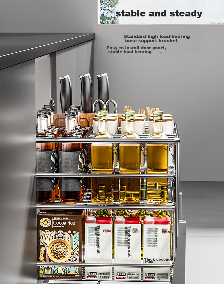 SUPOR Kitchen Spice Rack Cabinet Drawer Stainless Steel Seasoning Shelf Storage Organizer with Extra Height And Thickness K 13