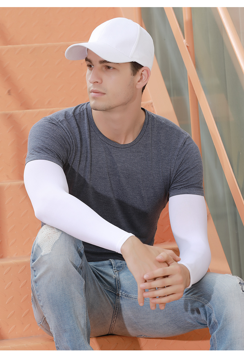 Nanjiren Ice Silk Arm Sleeves for Men, Plus Size Sun Protection UV-Resistant Oversized Sleeve Covers, Black XXXL 7