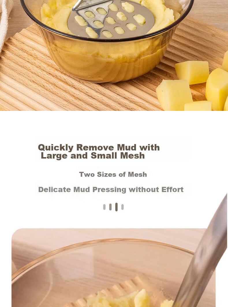 Dipuer 304 Potato Masher, Household Stainless Steel Food Press, Baby Food Supplement Tool, Food Crusher 7