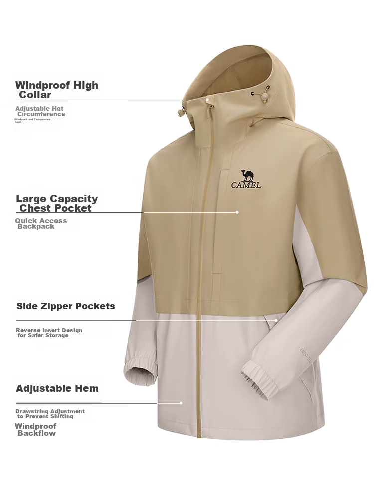 CAMEL Outdoor Single-Layer Rain Jacket TG013 Oak Gray/coconut Color, Women's S 9