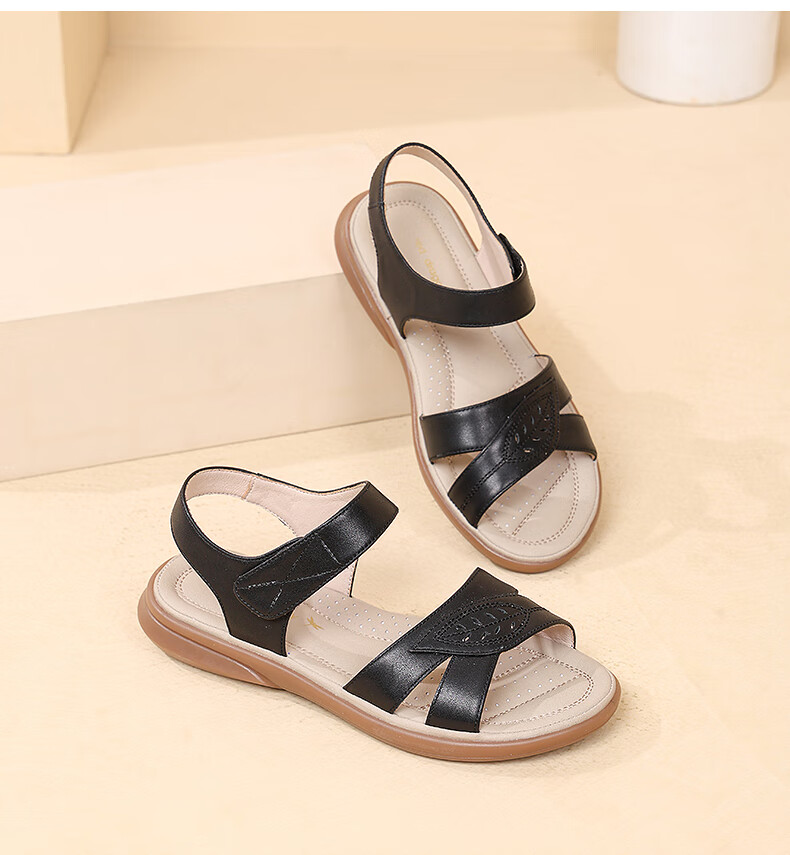 Red Dragonfly Leather Sandals Summer Soft Sole Comfortable Mom Shoes Women Wedge Soft Leather Beach Shoes WTK233143 3