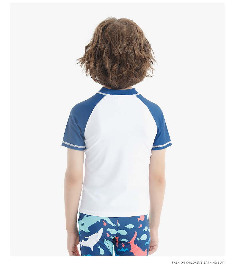 PEAK Children's Swimwear, Boys' Short-Sleeve Two-Piece Swimsuit with Trunks, Hot Spring Swimming Suit Set Including Swim Cap And Goggles, Size 110 8