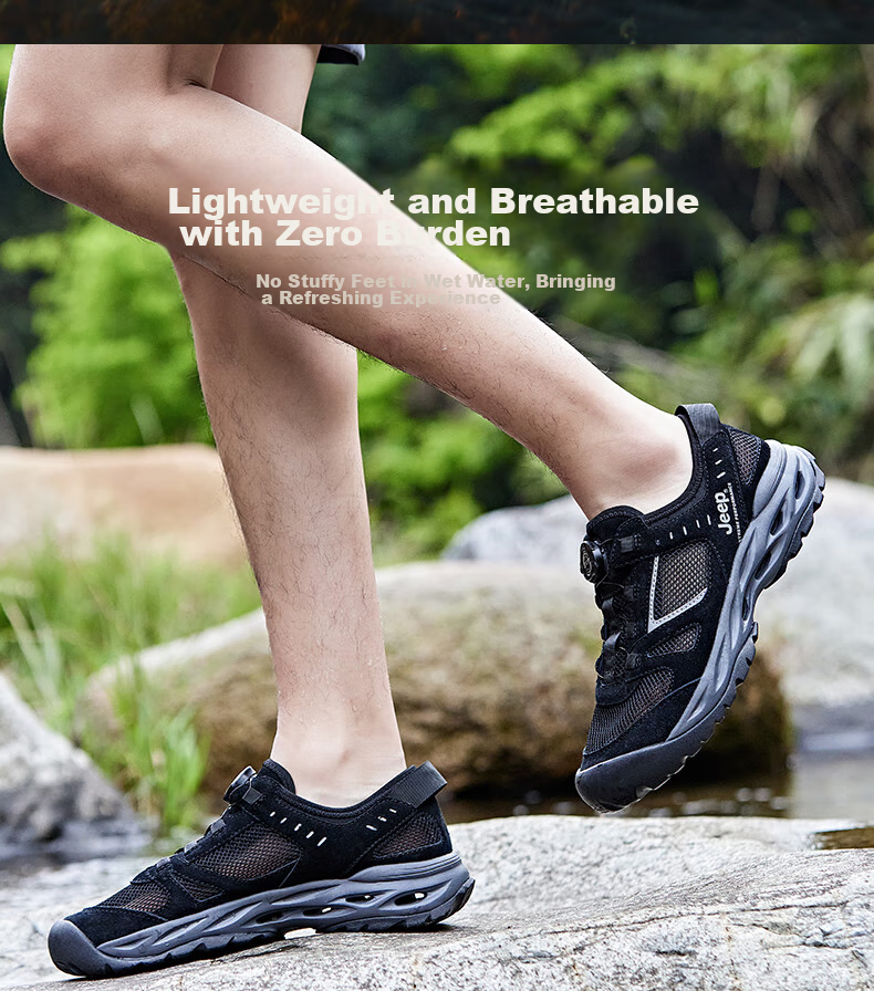JEEP Men's Outdoor Breathable Hiking Shoes, Quick-Drying Amphibious Water Shoes, Non-Slip Wear-Resistant Mountaineering Boots for Me 3