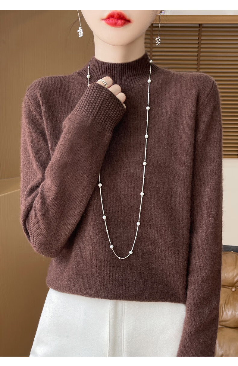 Miiow Women's Half Turtleneck Knit Sweater Autumn Winter Loose Base Layer Stylish Top 2025 New 14
