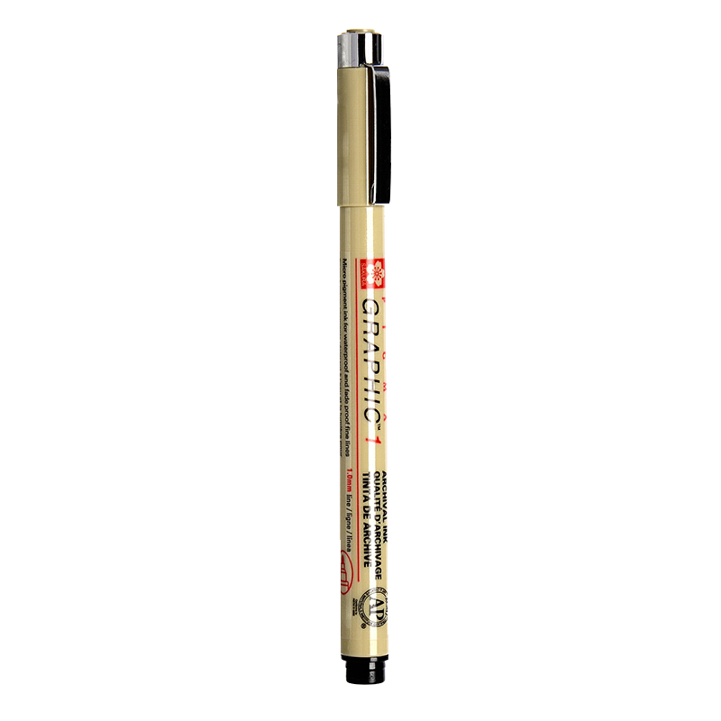 SAKURA PIGMA Needle-Tip Pen, No. 1 Black Hard Tip 1.00mm, Imported from Japan, Waterproof Drawing Pen, Water-Based Pen for Students And Children, Art Drawing, Hand-Drawn Comics, Anime Desig