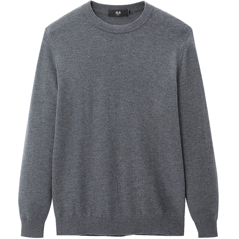 HLAHLA Brand Exclusive Men's Long Sleeve Knitwear Light Business Classic Crew Neck Pure Wool Sweater
