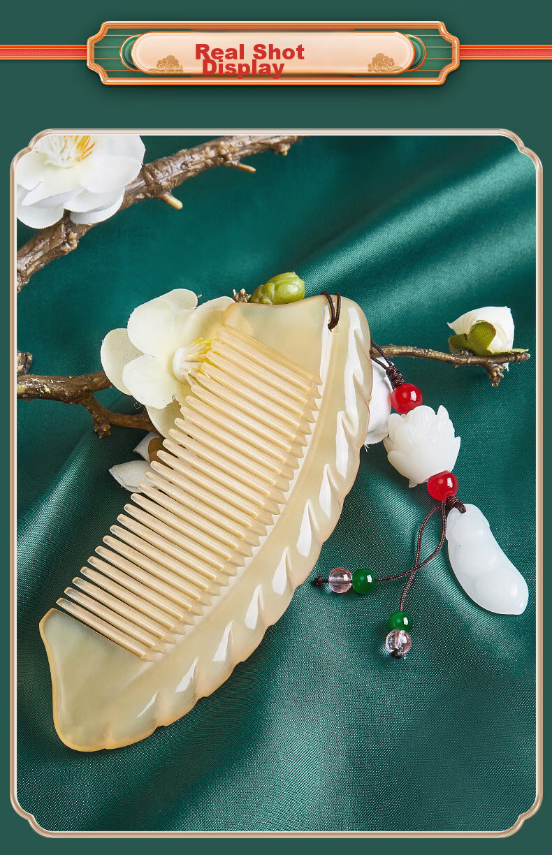 Danpo Premium Niche Ox Horn Comb, Birthday Gift for Women, Girlfriend, Wife, Mother, Father, Elders, Mid-Autumn Festival Gift, Practical High-End Companion Gift, Commemorative Present 14