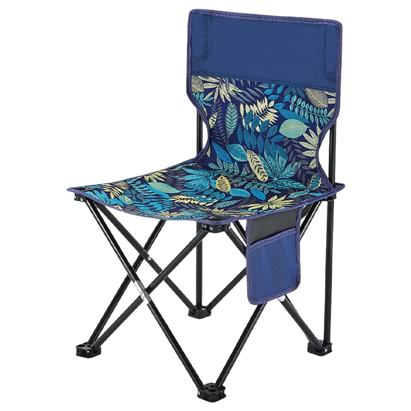 Jiuchengu Foldable Outdoor Portable Fishing Stool Small Folding Chair Sketching Chair Reinforced Large Backrest Maple Leaf Blue 2808
