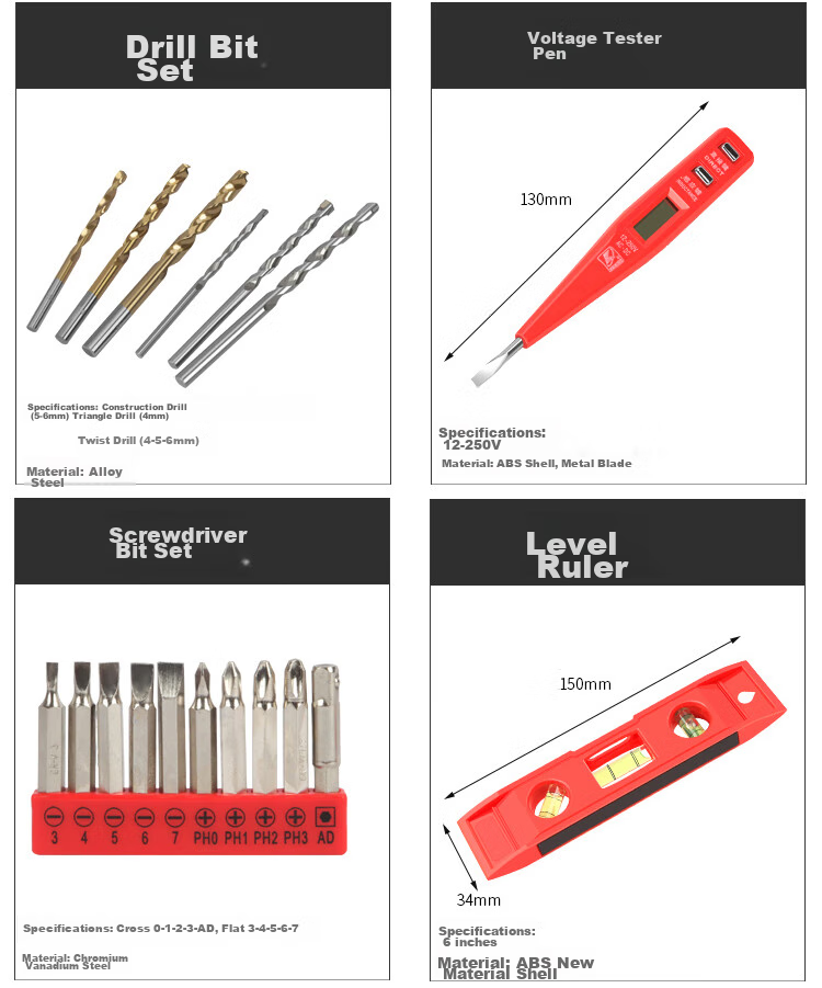 Kafuweier 126-Piece Electric Drill Tool Box Set, Household Double Battery Electric Screwdriver Set, Hardware Tools P3893A 7