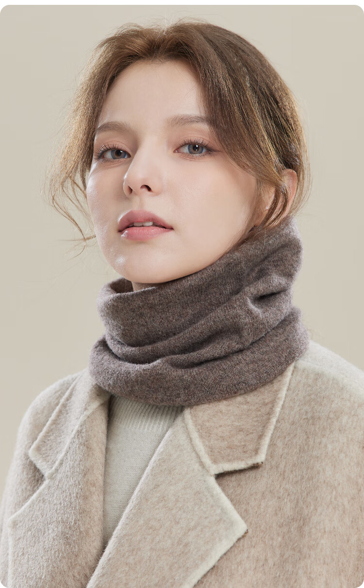 JIUMU Pure Wool Warm Neck Gaiter for Women, Autumn And Winter Thickened Cold-Proof Neck Protector, Women's Neck Warmer, Outdoor Scarf for Winter 13