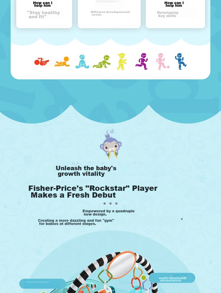 Fisher-Price Newborn Welcome Gift Toy, Birthday Present - Upgraded Colorful Piano Fitness Machine HXV97 3