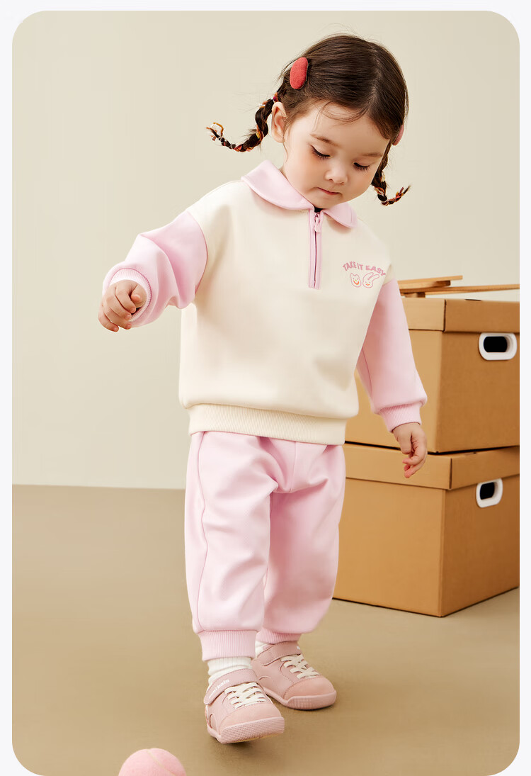 Minibala Long-Sleeve Set for Boys And Girls, Children's Sporty Preppy Style Sweatshirt And Pants Two-Piece Spring Outfit [Artist Collaboration] 14