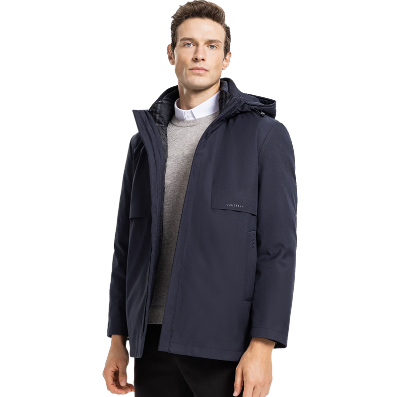 SHANSHANSHANSHAN Detachable Liner 3-in-1 Men's Goose Down Mid-Length Thickened Warm Dad Jacket