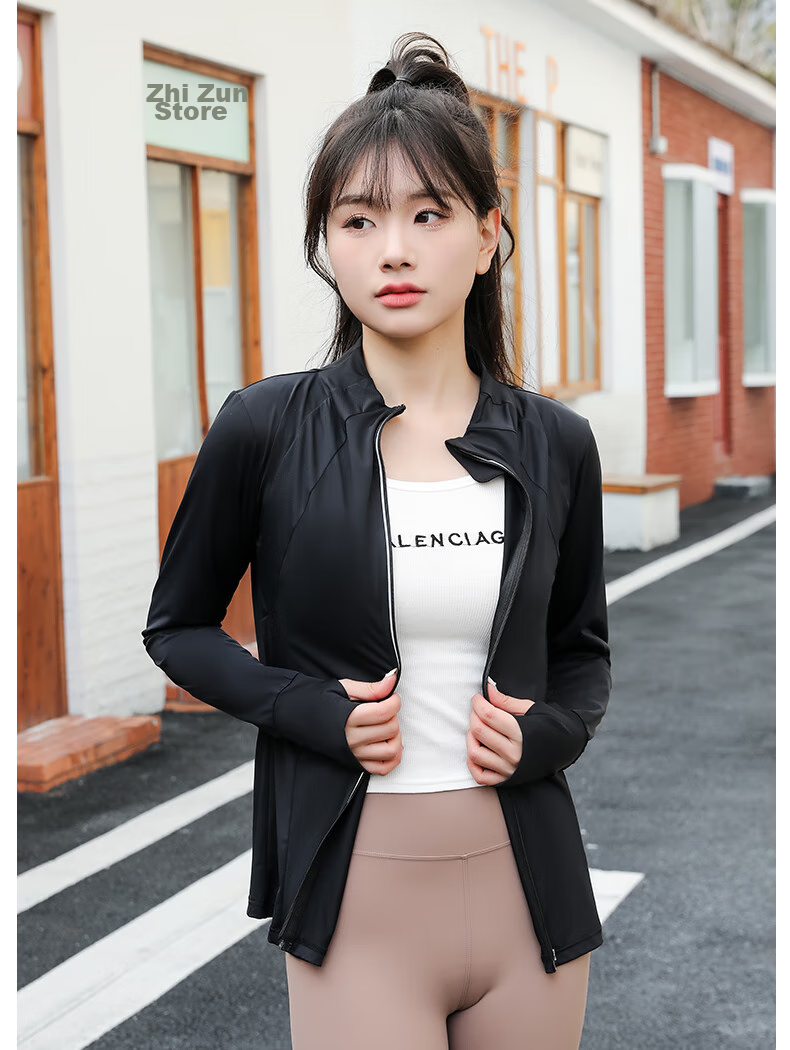LangSha Ice Silk Sun Protection Clothing for Women, Summer 2024 Outdoor Sports Sun Protection Breathable Cool-Feeling Slim-Fit Cardigan Stand Collar Top Outerwear 14