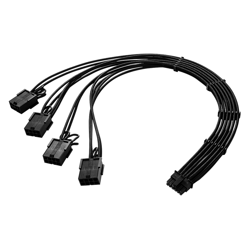 JEYI Graphics Card Power Extension Cable, 4x8 Pin to 16 Pin Converter, Graphics Card Power Extension Module Cable, 12V HPWR 4x8P to 12+4P, 45 Cm, Black
