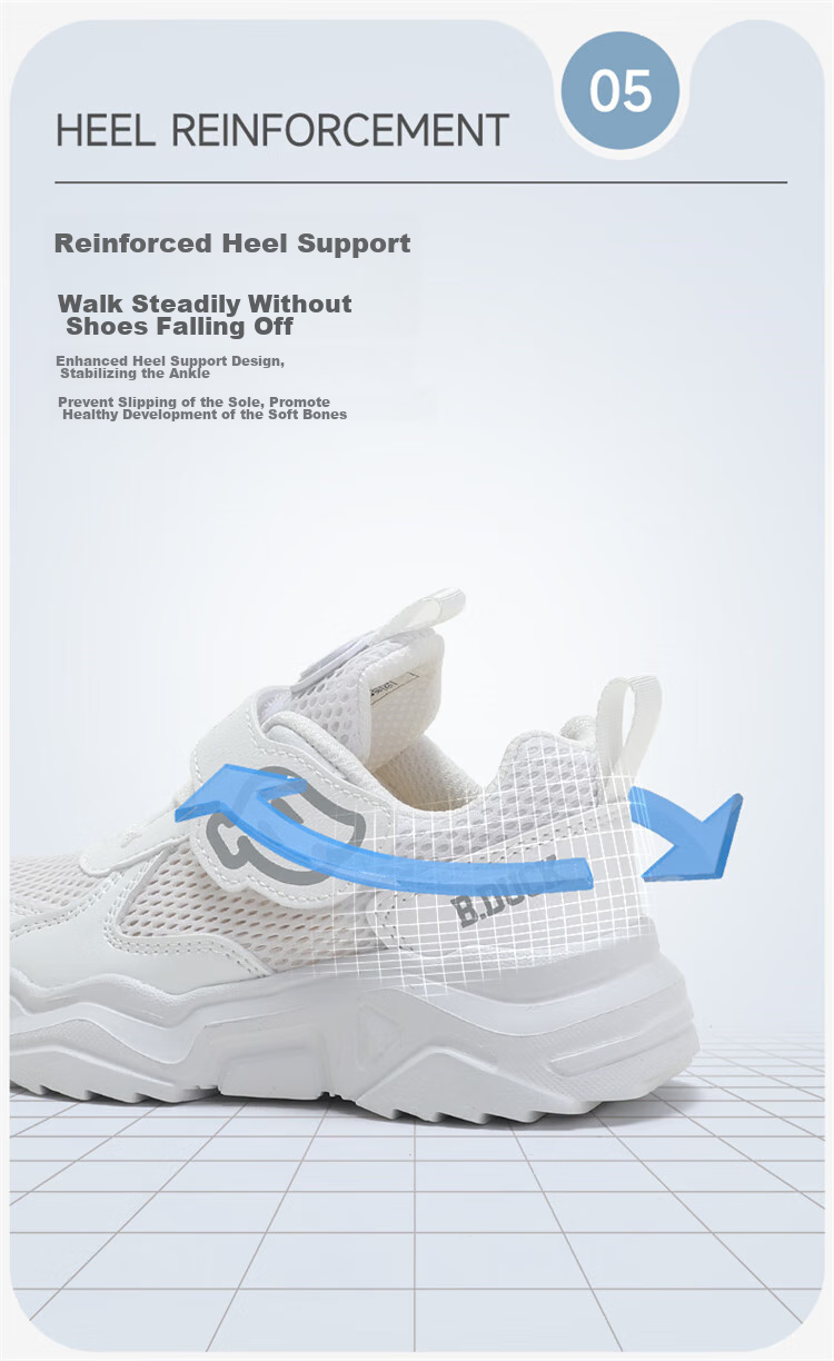 B.Duck Children's Mesh Sneakers, Summer Sports Shoes for Boys And Girls, Breathable White Shoes for Students, Model 3073, White And Pink, Size 26 10