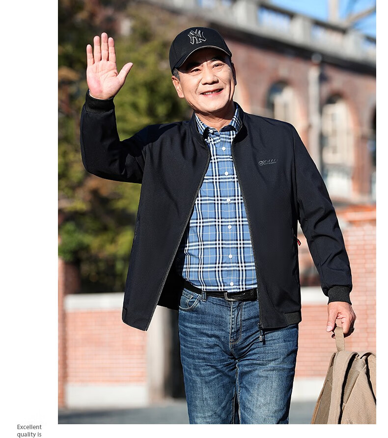 Baocaiyang Dad's Casual Stand-Collar Jacket for Men, Spring And Autumn Outerwear, Middle-Aged And Elderly Menswear, Clothing for Fathers And Grandfathers in Their 40s And 50s 17