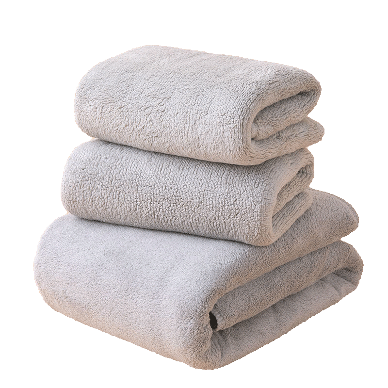 Grace Coral Fleece Class A Antibacterial Bath Towel Set of Three, Soft Absorbent Terry Cloth Bath Towels for Infants And Toddlers, Sports Towels *2 + Bath Towel *1