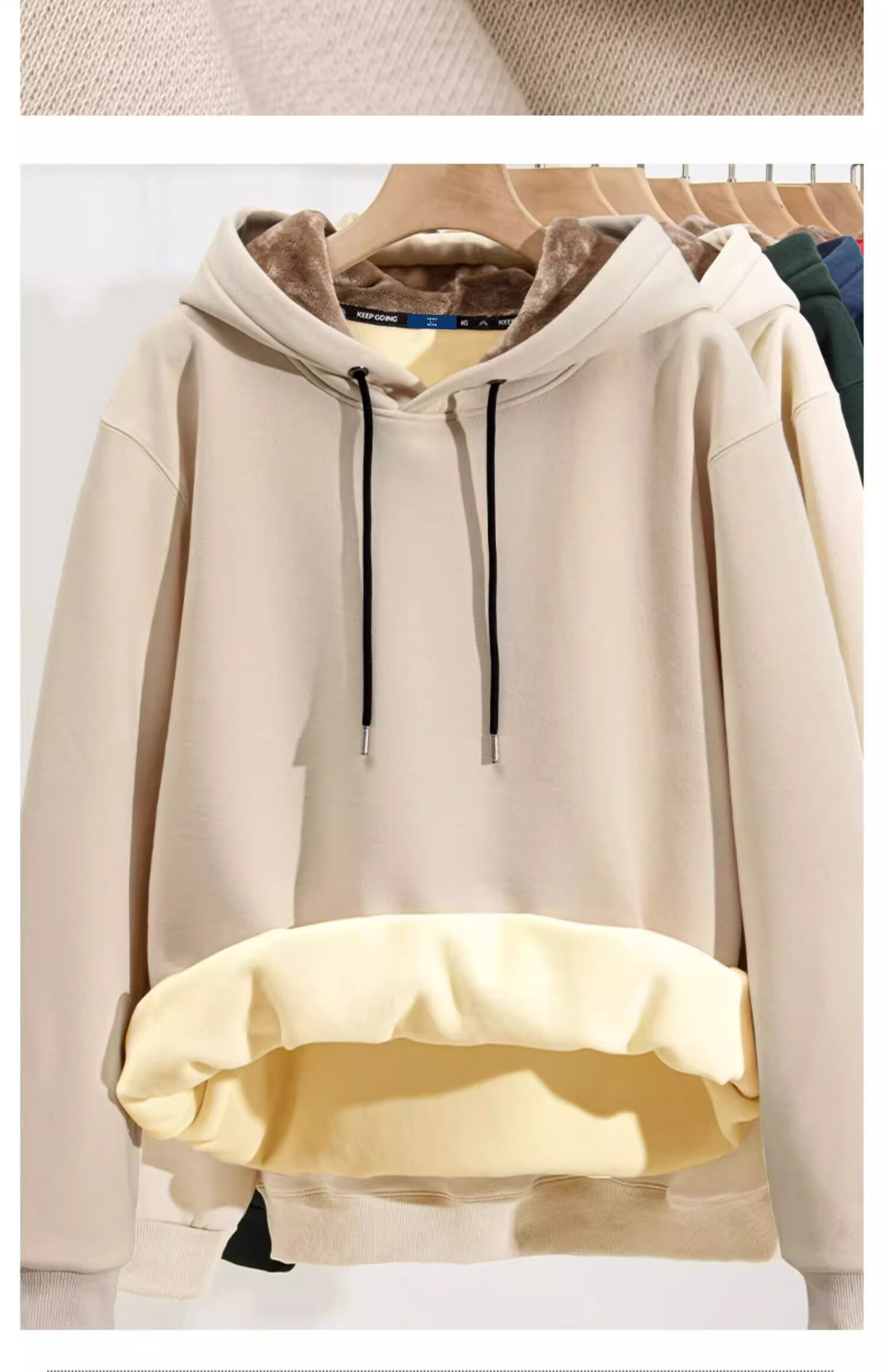 GENIOLAMODE Fleece-Lined Sweatshirt for Men, Winter Thick Warm Casual Loose Hoodie Pullover Trendy for Teenagers, Black, Size L 19